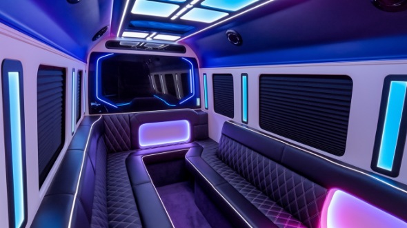 party bus rental interior midland